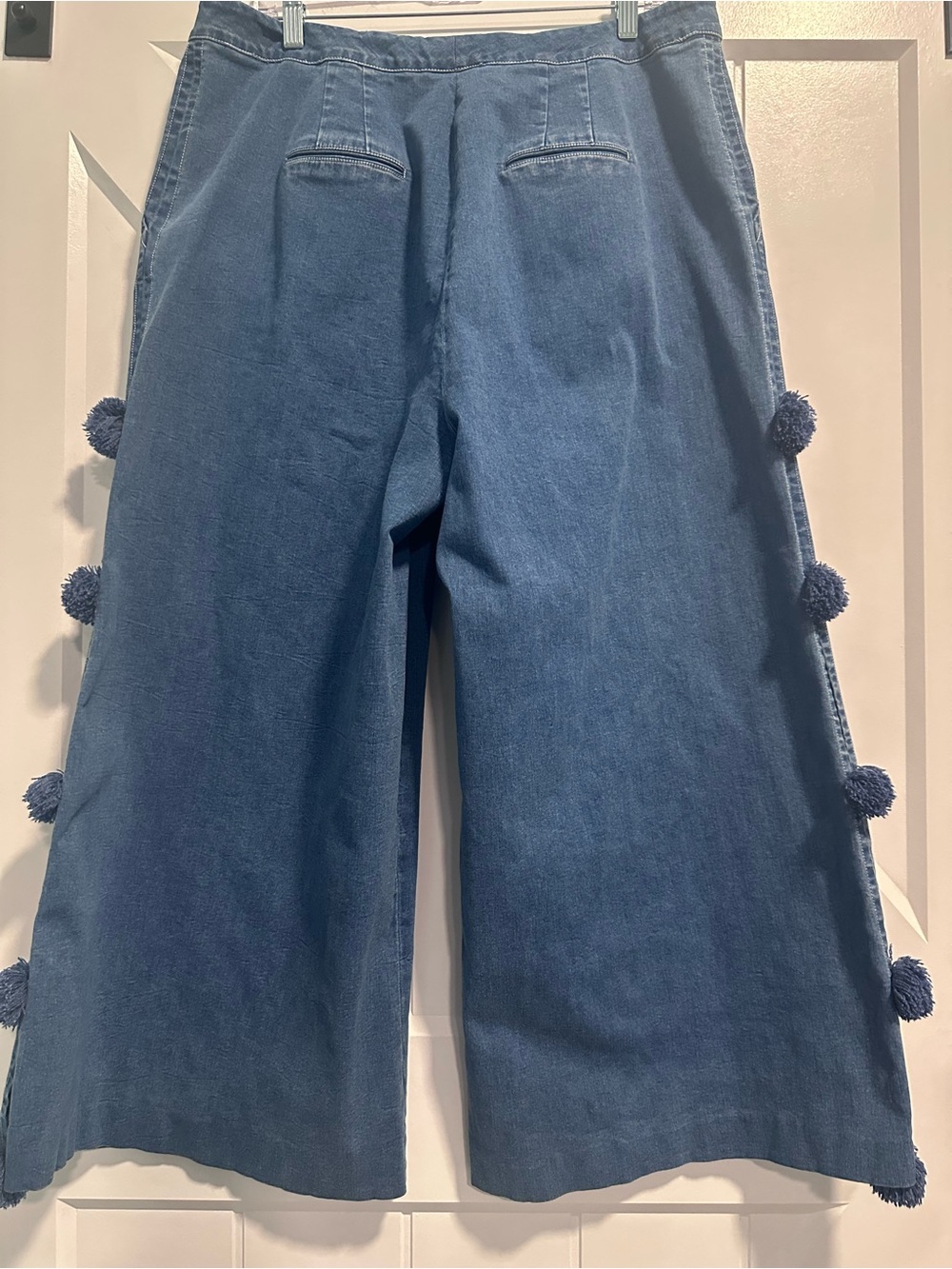 Hope for Flowers by Tracy Reese Blue Denim Wide-Leg Jeans with Side Pompons - Picture 3 of 11